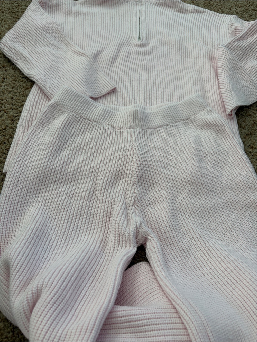 SHEIN Light Pink Ribbed Knit Two-Piece Set - Picture 3 of 5